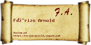Fórizs Arnold névjegykártya