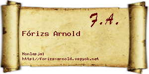 Fórizs Arnold névjegykártya