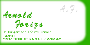 arnold forizs business card